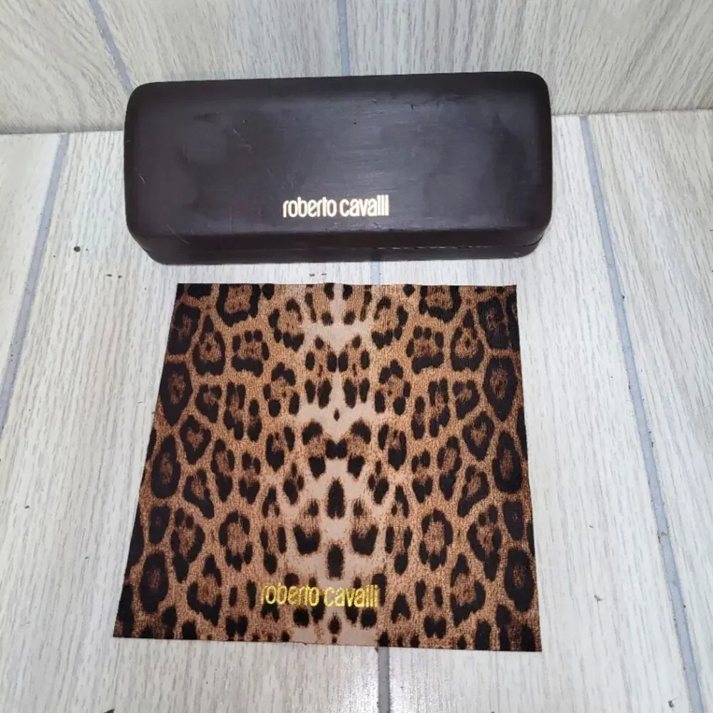 Roberto Cavalli Brown Unisex Eye Hard Glass Case And Towel